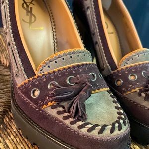 Yves Saint Laurent Diane 90 Moccasin suede pumps